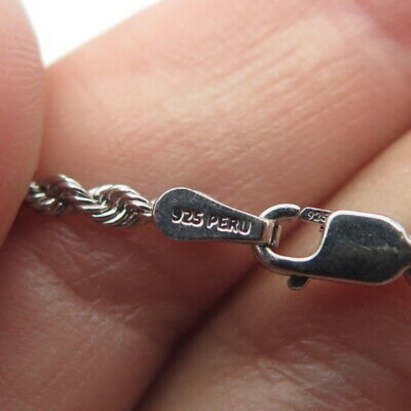 BAILEY BANK BIDDLE 925 Sterling Silver Vintage Peru Twisted Rope Necklace 18" - Picture 7 of 9